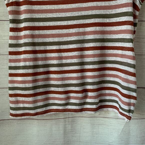 C&C Califronia Multi-Colored Striped Linen Shirt Short Sleeve Size Large - Picture 9 of 12